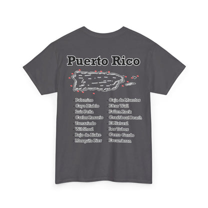 PR Dive Sites Dark Colored Unisex Heavy Cotton Tee With Logo