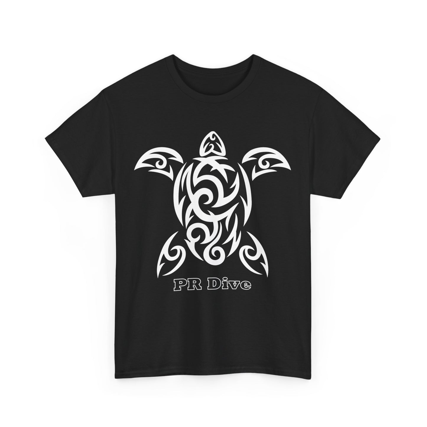 Tribal Turtle Dark Colored Unisex Heavy Cotton Tee With Logo