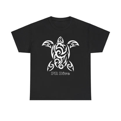 Tribal Turtle Dark Colored Unisex Heavy Cotton Tee With Logo