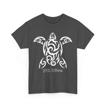 Tribal Turtle Dark Colored Unisex Heavy Cotton Tee With Logo