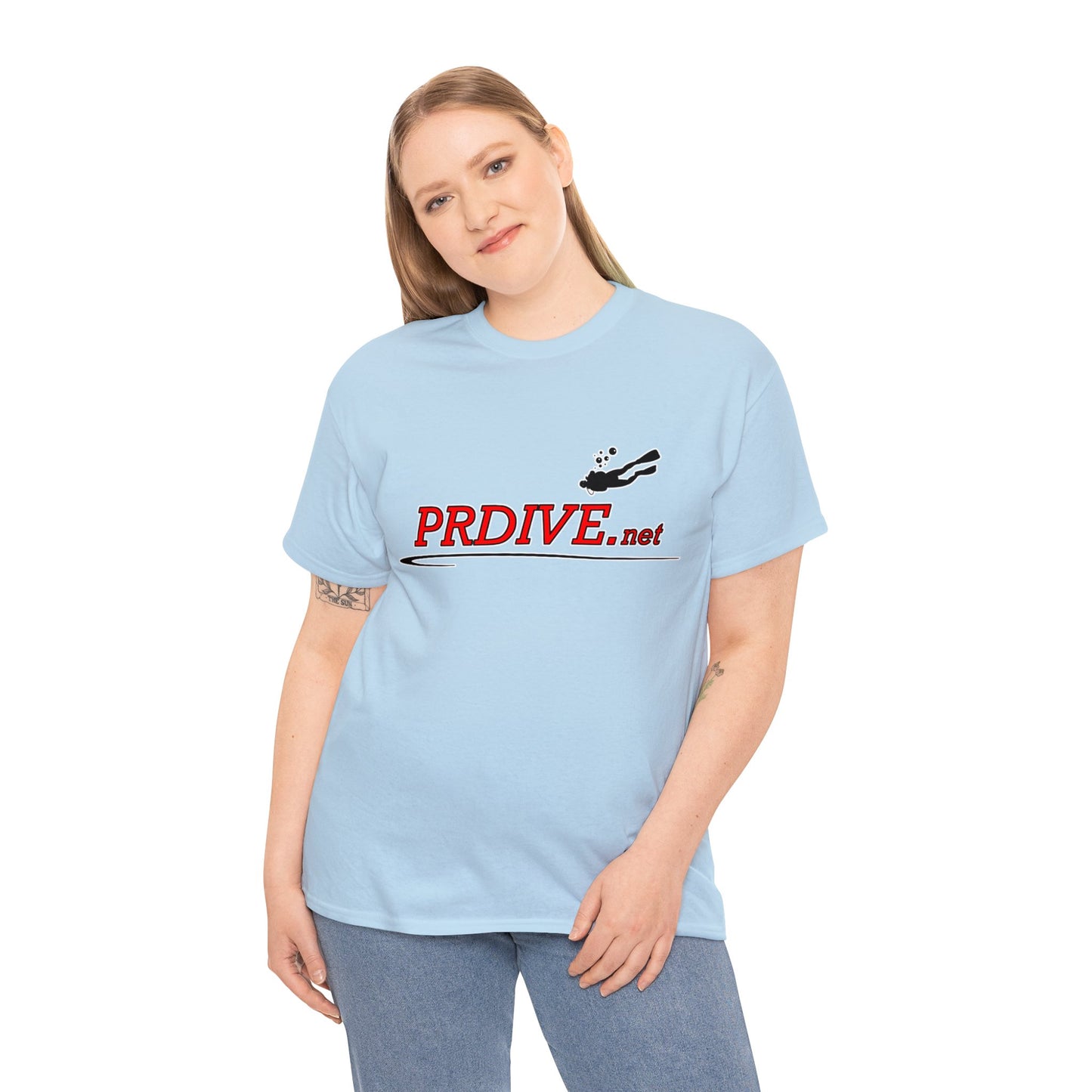 DIVE FLAG SEA TURTLE  Dark Colored Unisex Heavy Cotton Tee With Logo